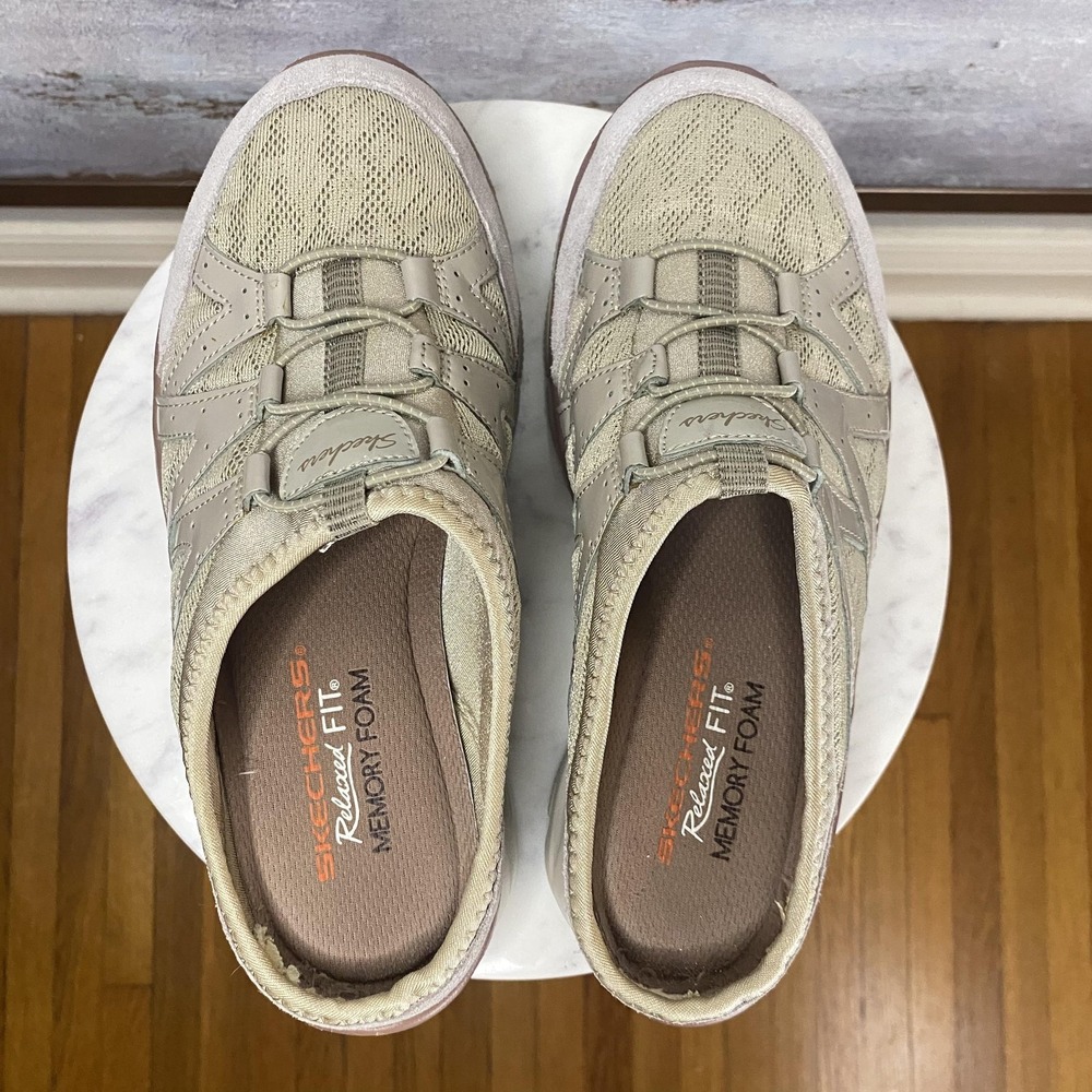 Skechers Relaxed Fit Shoes Womens Size 6 Beige Memory Foam Mule SN 49077 - Picture 7 of 9